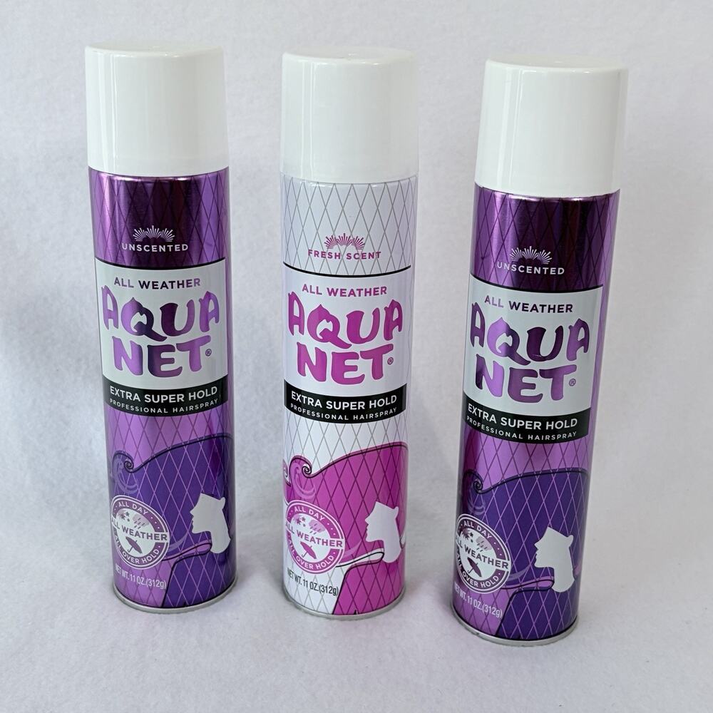 Aqua Net Extra Super Hold Fresh Scent & Unscented Hair Spray 11oz Pack of 3